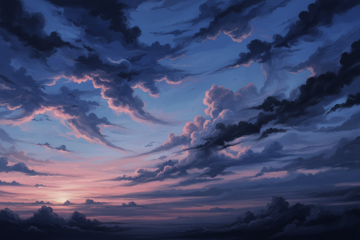 blue pink and black clouds